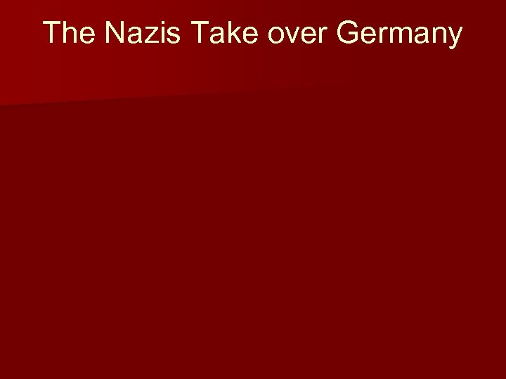The Nazis Take over Germany 