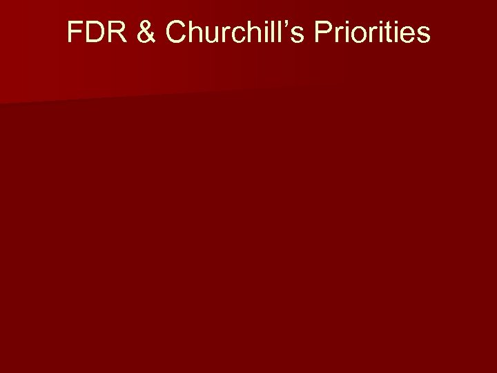 FDR & Churchill’s Priorities 