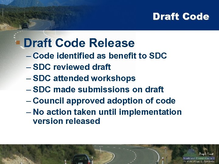 Draft Code § Draft Code Release – Code identified as benefit to SDC –