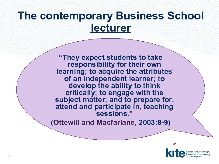 The contemporary Business School lecturer “They expect students to take responsibility for their own