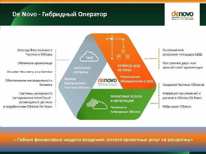 De Novo - Гибридный Оператор o Гибкие финансовые модели владения: оплата проектных услуг «в