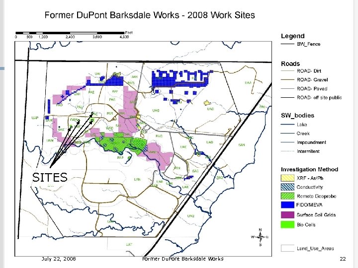 map of 08 inv priorities. SITES July 22, 2008 Former Du. Pont Barksdale Works