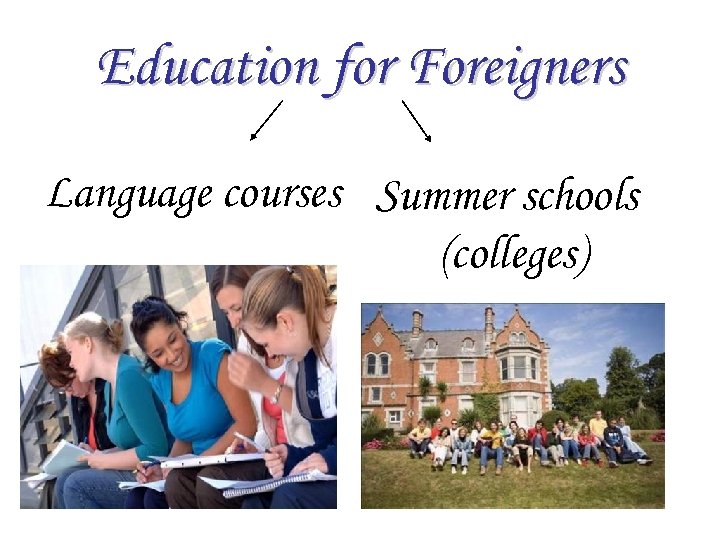 Education for Foreigners Language courses Summer schools (colleges) 