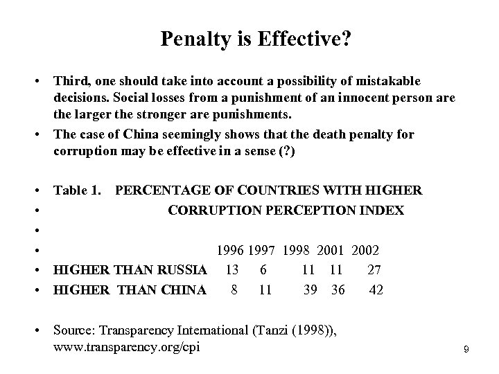  Penalty is Effective? • Third, one should take into account a possibility of