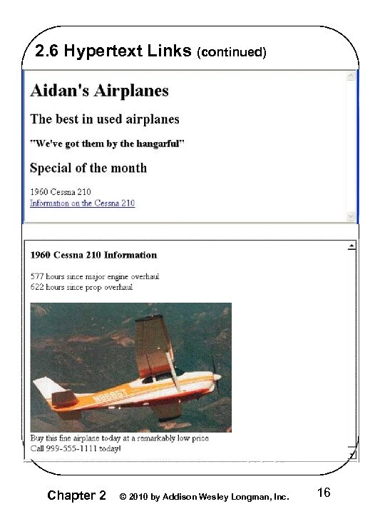 2. 6 Hypertext Links (continued) Chapter 2 © 2010 by Addison Wesley Longman, Inc.