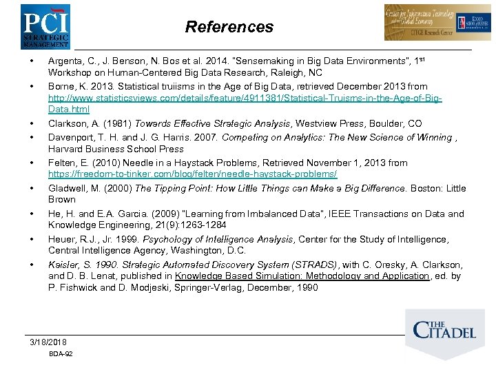 References • • • Argenta, C. , J. Benson, N. Bos et al. 2014.