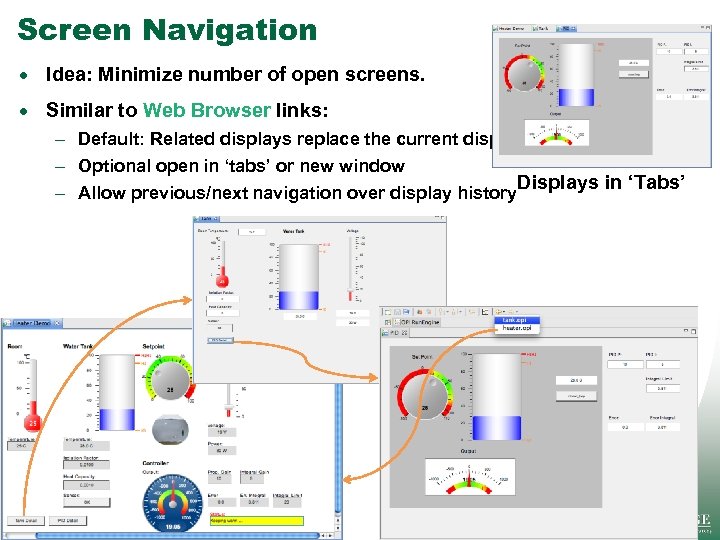 Screen Navigation · Idea: Minimize number of open screens. · Similar to Web Browser