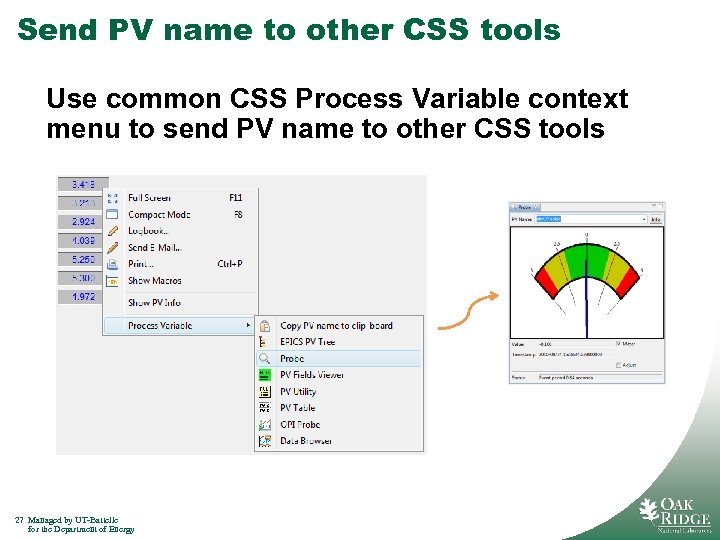 Send PV name to other CSS tools Use common CSS Process Variable context menu