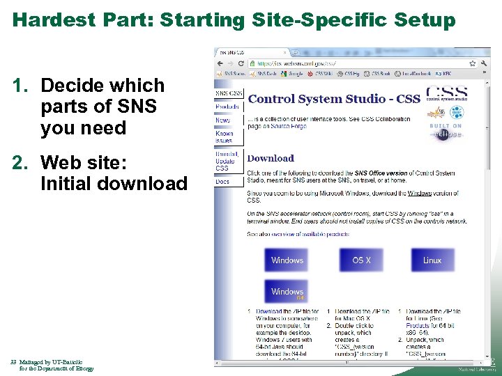 Hardest Part: Starting Site-Specific Setup 1. Decide which parts of SNS you need 2.