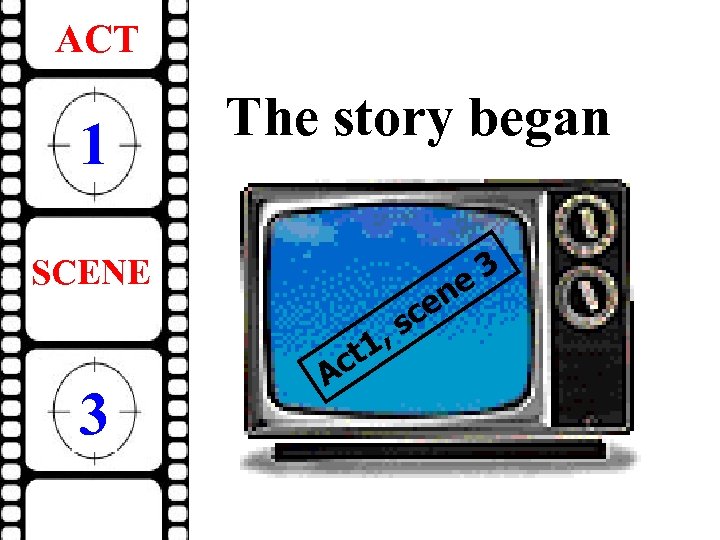 ACT 1 The story began 3 e SCENE 3 en c A , s