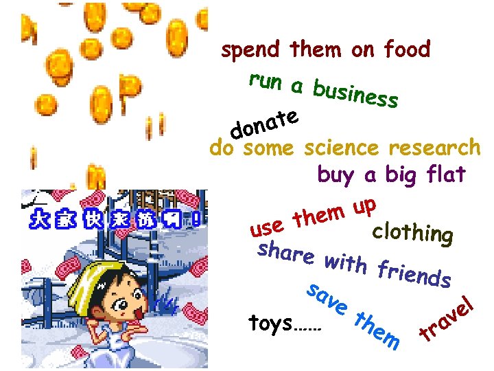 spend them on food run a b usiness nate do do some science research