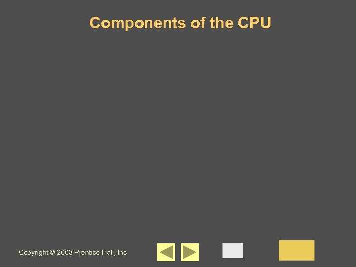 Components of the CPU Copyright © 2003 Prentice Hall, Inc 