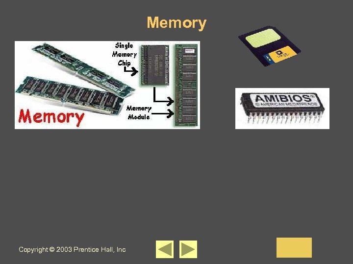 Memory Copyright © 2003 Prentice Hall, Inc 