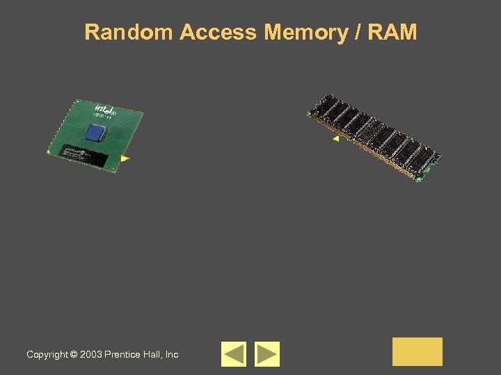 Random Access Memory / RAM Copyright © 2003 Prentice Hall, Inc 