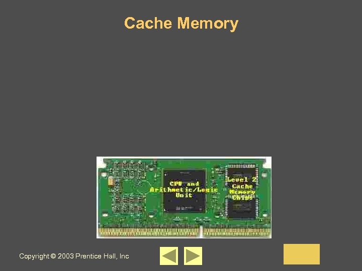 Cache Memory Copyright © 2003 Prentice Hall, Inc 