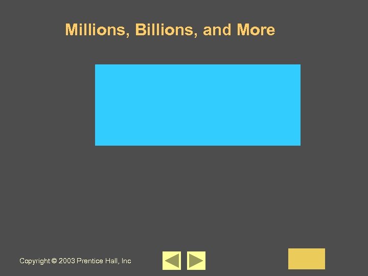 Millions, Billions, and More Copyright © 2003 Prentice Hall, Inc 