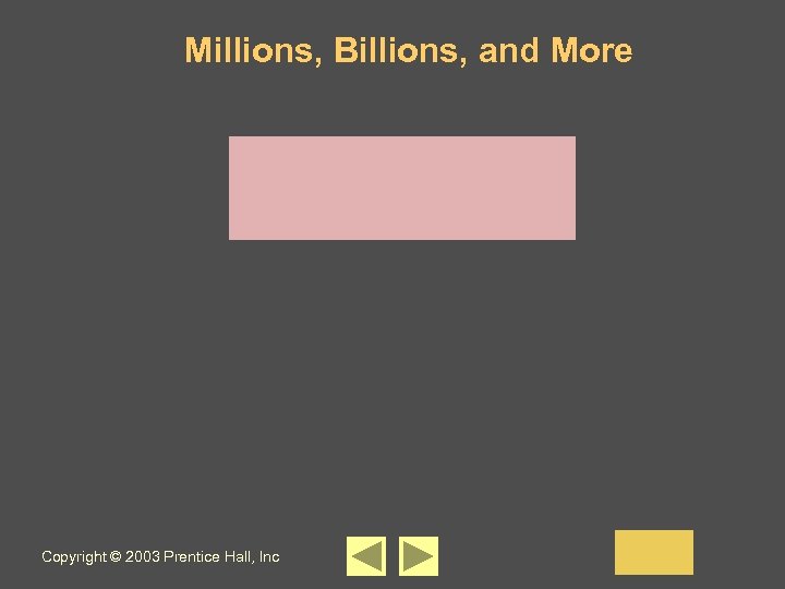 Millions, Billions, and More Copyright © 2003 Prentice Hall, Inc 