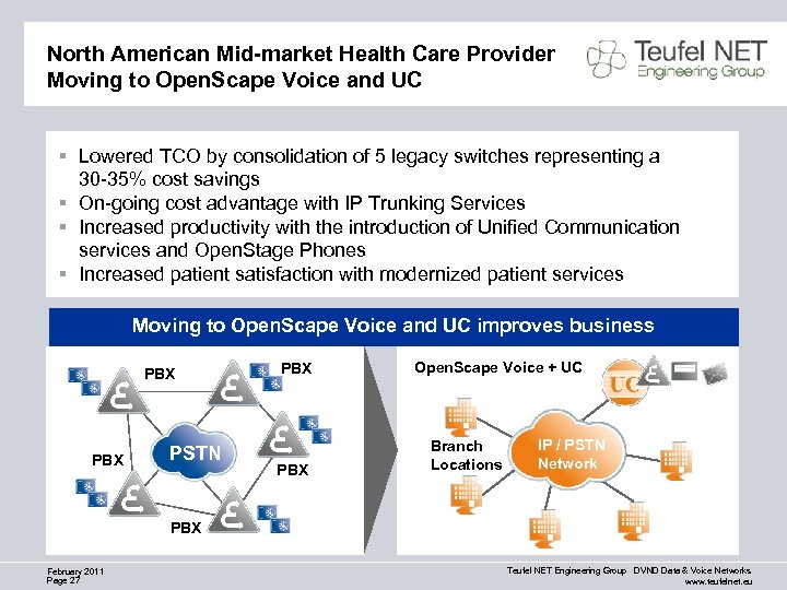 North American Mid-market Health Care Provider Moving to Open. Scape Voice and UC §