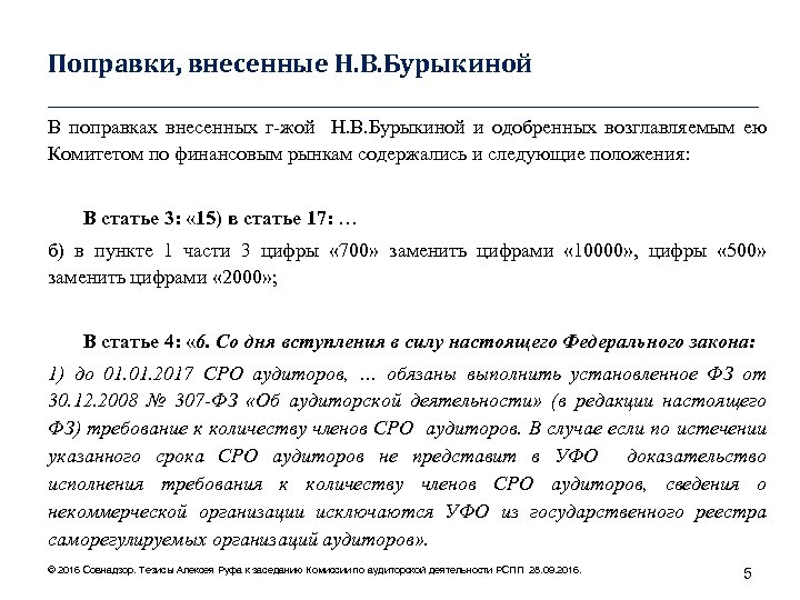 Поправки, внесенные Н. В. Бурыкиной ____________________________________ В поправках внесенных г-жой Н. В. Бурыкиной и