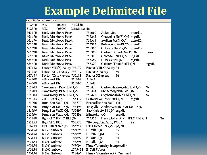 Example Delimited File © 2008 Regenstrief Institute and James Case 