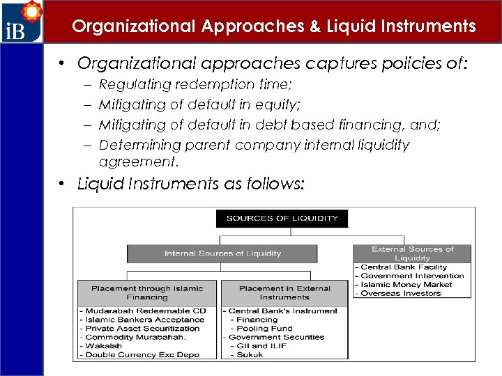 Organizational Approaches & Liquid Instruments • Organizational approaches captures policies of: – – Regulating