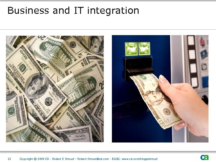Business and IT integration 12 Copyright © 2009 CA - Robert E Stroud –