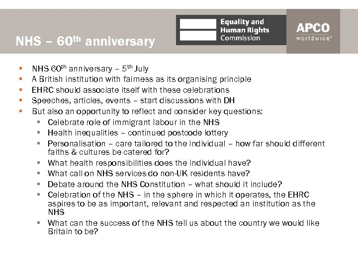 NHS – 60 th anniversary § § § NHS 60 th anniversary – 5