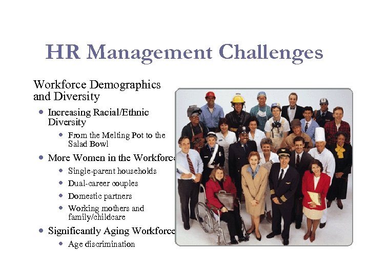HR Management Challenges Workforce Demographics and Diversity Increasing Racial/Ethnic Diversity From the Melting Pot