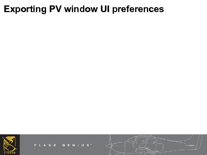 Exporting PV window UI preferences 