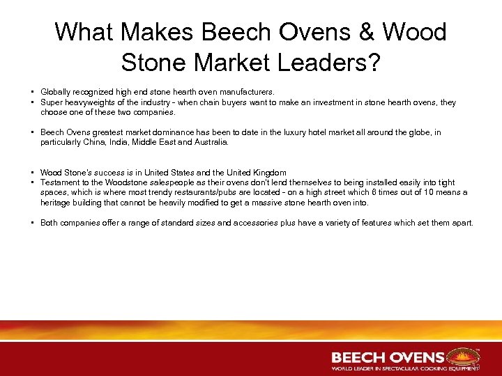What Makes Beech Ovens & Wood Stone Market Leaders? • Globally recognized high end