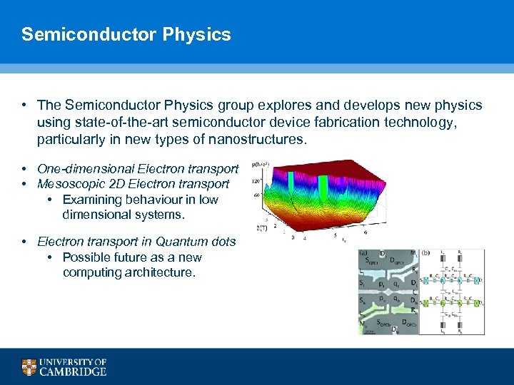 Semiconductor Physics • The Semiconductor Physics group explores and develops new physics using state-of-the-art