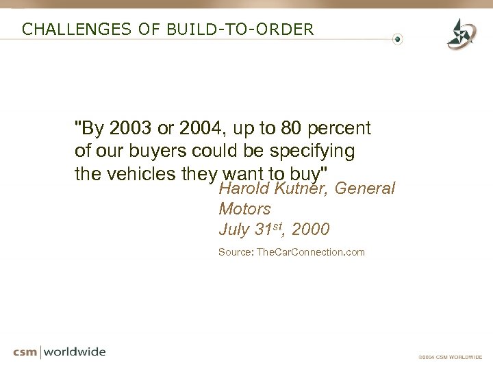 CHALLENGES OF BUILD-TO-ORDER 