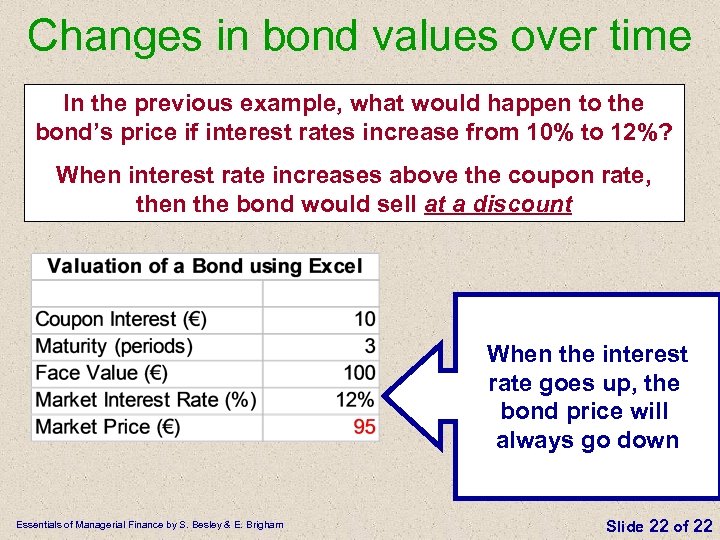 Changes in bond values over time In the previous example, what would happen to