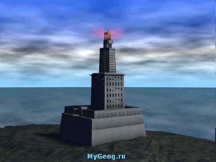 u Верхняя башня(в которой горел огонь, помогавший кораблям благополучно достигнуть бухты )фонарь - круглая,