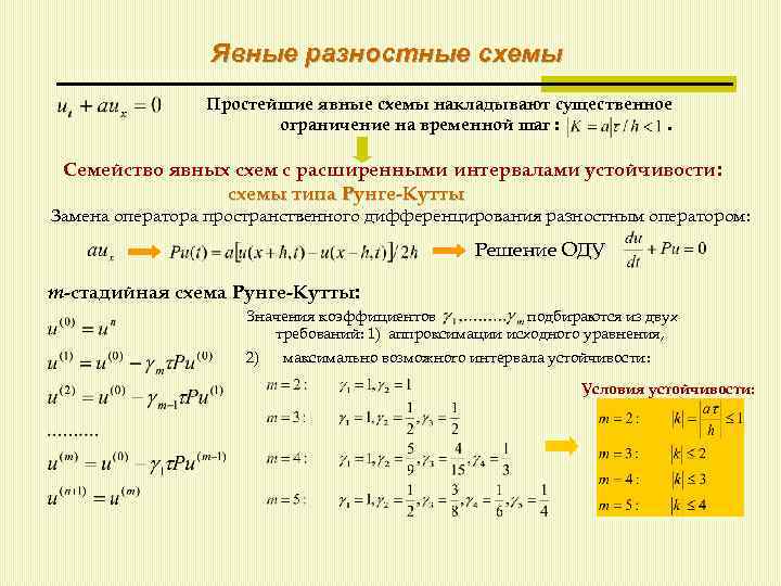 Явная разностная схема для решения уравнения теплопроводности является