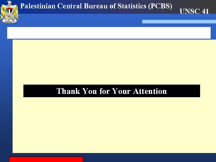 Palestinian Central Bureau of Statistics (PCBS) Thank You for Your Attention UNSC 41 
