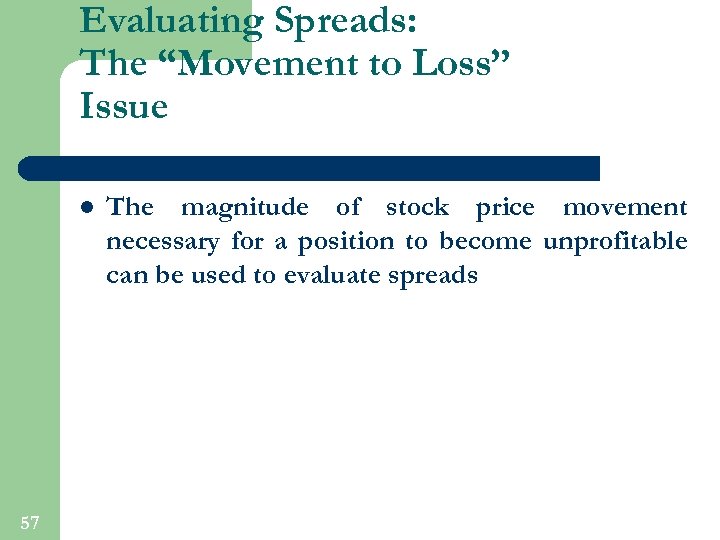 Evaluating Spreads: The “Movement to Loss” Issue l 57 The magnitude of stock price