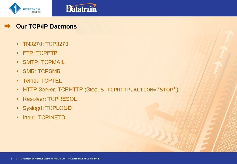 Our TCP/IP Daemons • TN 3270: TCP 3270 • FTP: TCPFTP • SMTP: TCPMAIL