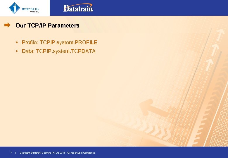 Our TCP/IP Parameters • Profile: TCPIP. system. PROFILE • Data: TCPIP. system. TCPDATA 7