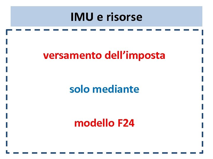 IMU e risorse versamento dell’imposta solo mediante modello F 24 