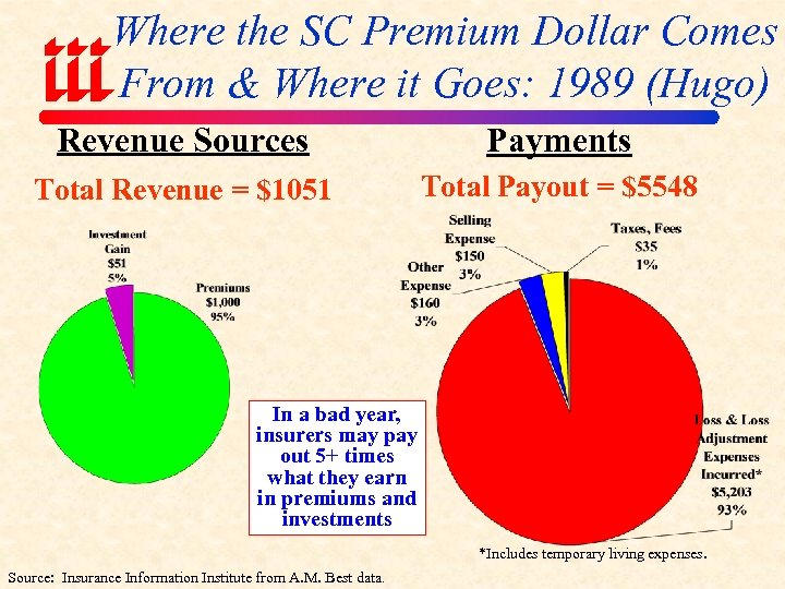 Where the SC Premium Dollar Comes From & Where it Goes: 1989 (Hugo) Revenue