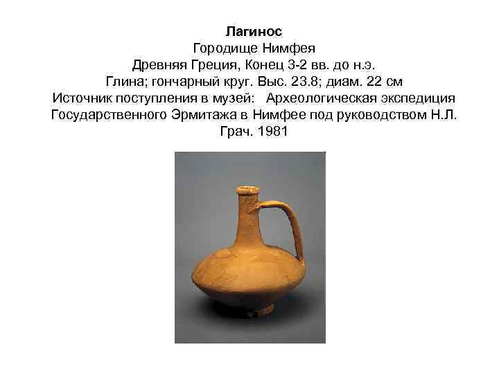 Лагинос Городище Нимфея Древняя Греция, Конец 3 -2 вв. до н. э. Глина; гончарный