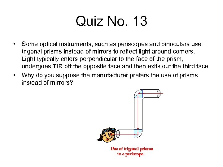 Quiz No. 13 • Some optical instruments, such as periscopes and binoculars use trigonal