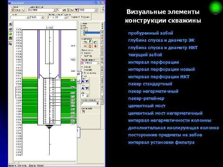 Визуальные элементы конструкции скважины пробуренный забой глубина спуска и диаметр ЭК глубина спуска и