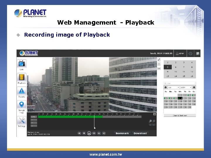 Web Management - Playback u Recording image of Playback 