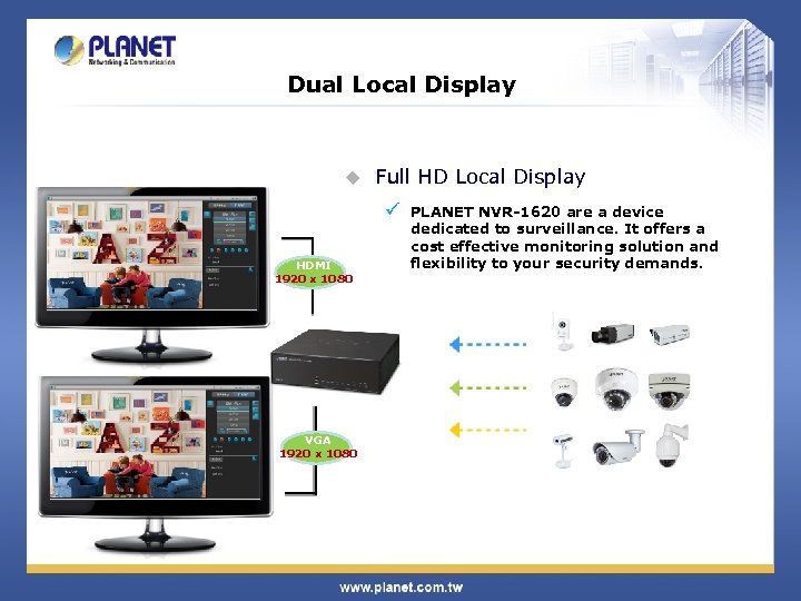 Dual Local Display u Full HD Local Display ü HDMI 1920 x 1080 VGA