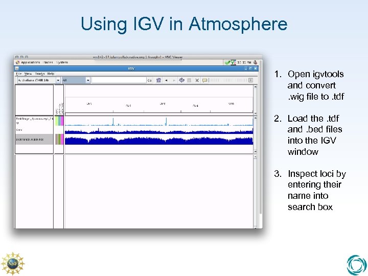 Using IGV in Atmosphere 1. Open igvtools and convert. wig file to. tdf 2.
