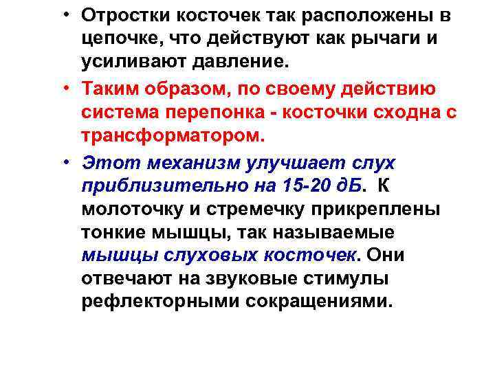  • Отростки косточек так расположены в цепочке, что действуют как рычаги и усиливают