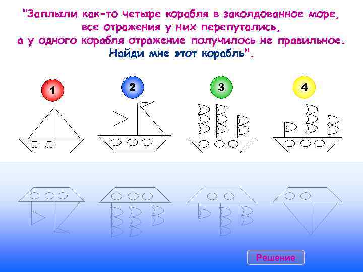 "Заплыли как-то четыре корабля в заколдованное море, все отражения у них перепутались, а у