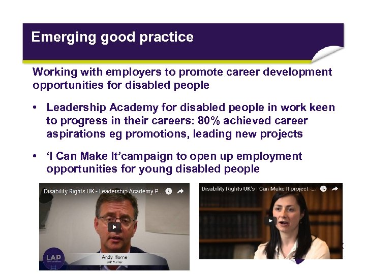 Emerging good practice Working with employers to promote career development opportunities for disabled people